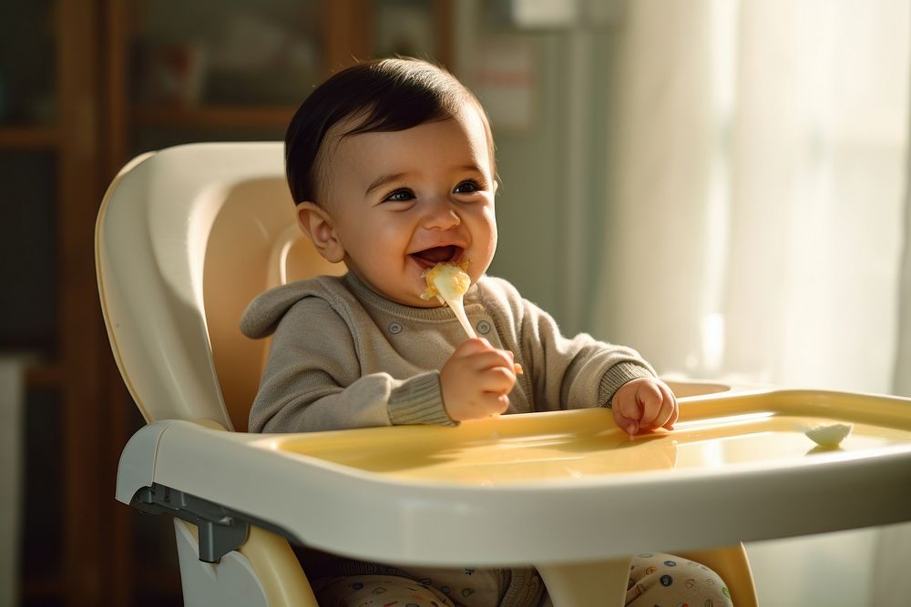 Baby chair spoon food. AI generated Image by rawpixel.