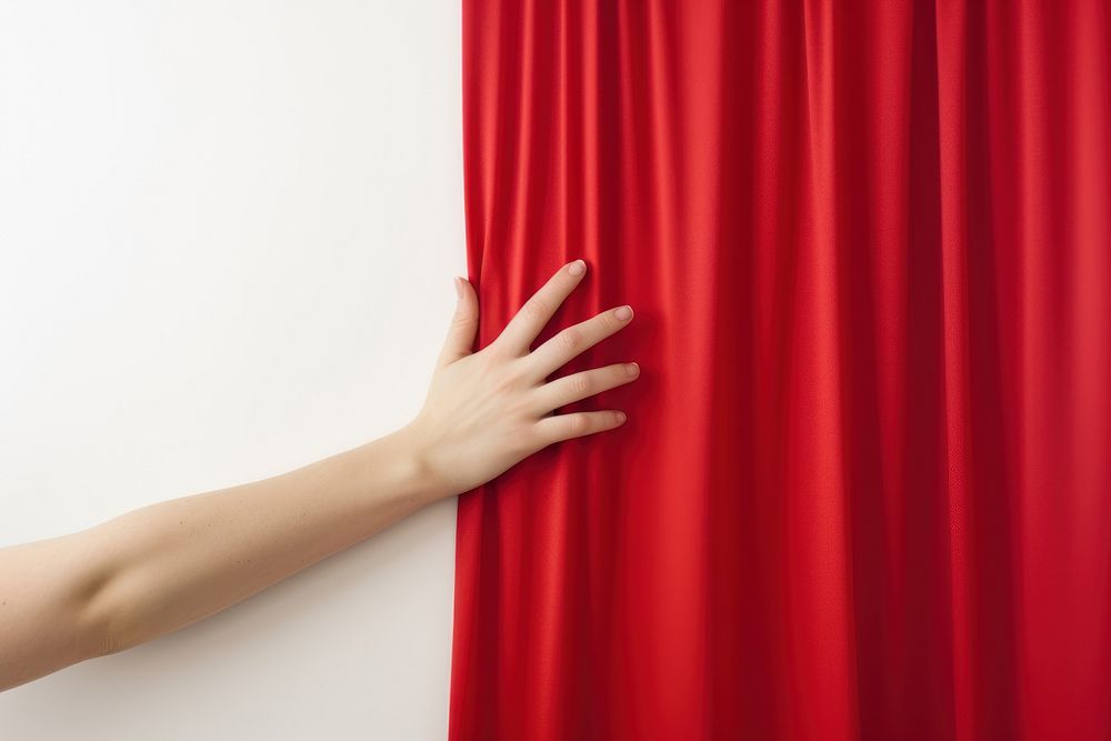 Hand grabbing red curtain adult gesturing touching. AI generated Image by rawpixel.