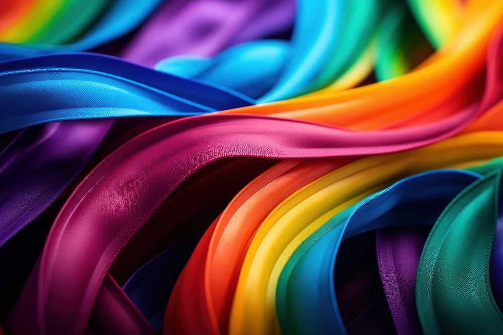Rainbow ribbon purple silk backgrounds. AI generated Image by rawpixel.