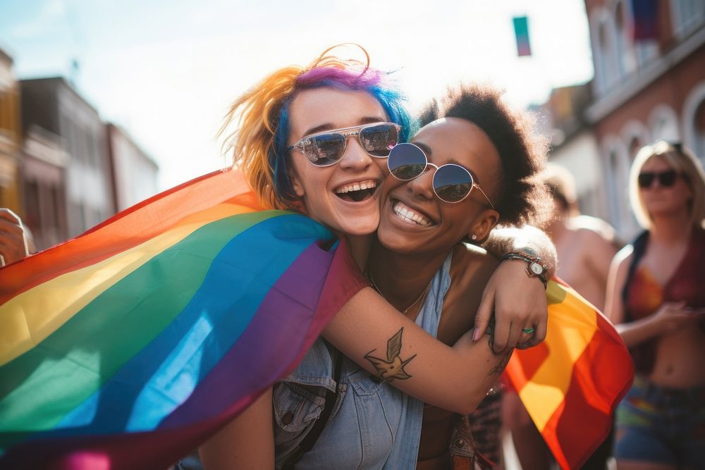 People celebrating pride month photography sunglasses portrait. AI generated Image by rawpixel.