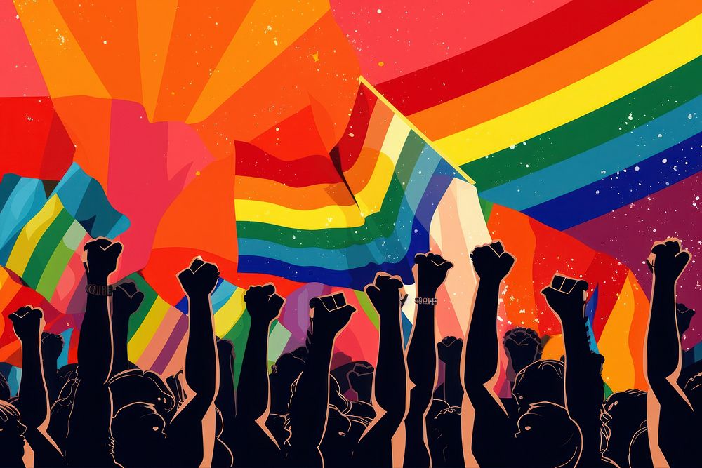 Pride month collage flag togetherness celebration. AI generated Image by rawpixel.