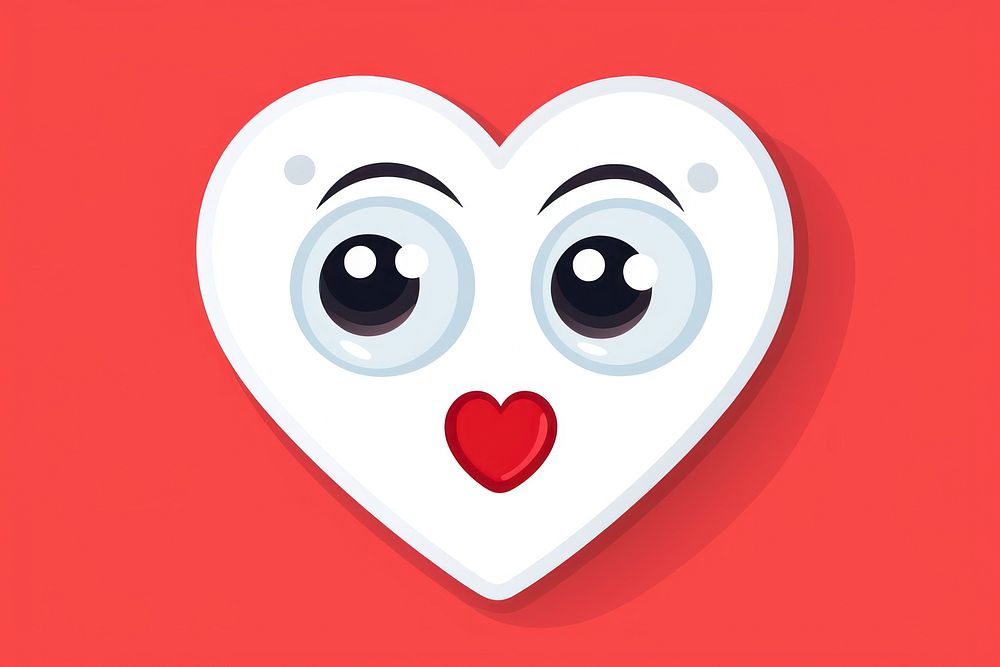 Red heart white anthropomorphic representation. AI generated Image by rawpixel.