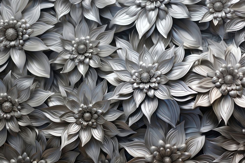Flower backgrounds pattern silver. AI generated Image by rawpixel.