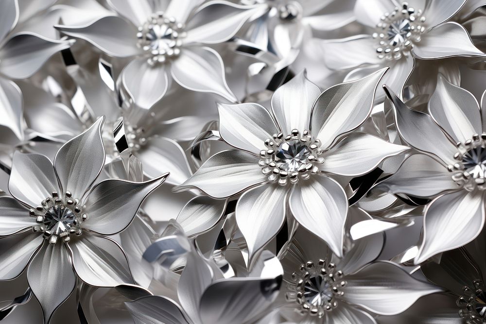 Flower silver backgrounds jewelry. AI generated Image by rawpixel.