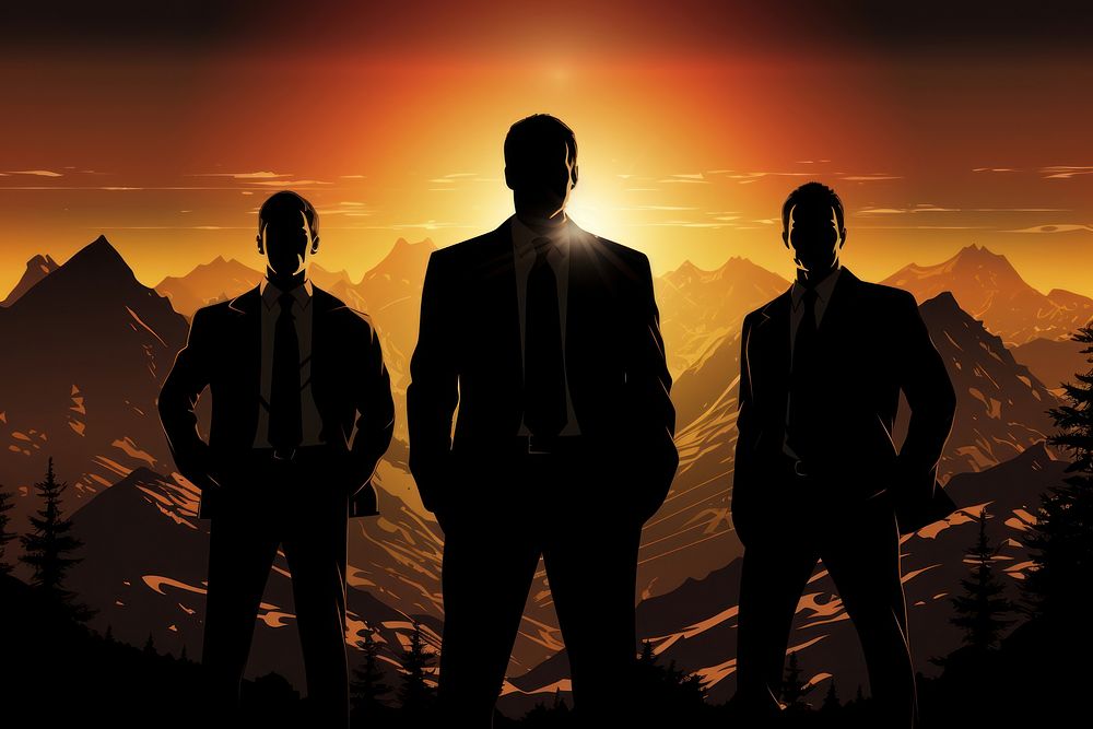 The business team on the mountain silhouette adult sky. AI generated Image by rawpixel.