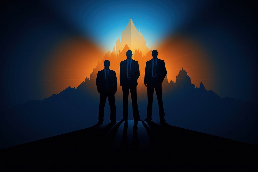 The business team on the mountain silhouette light men. AI generated Image by rawpixel.