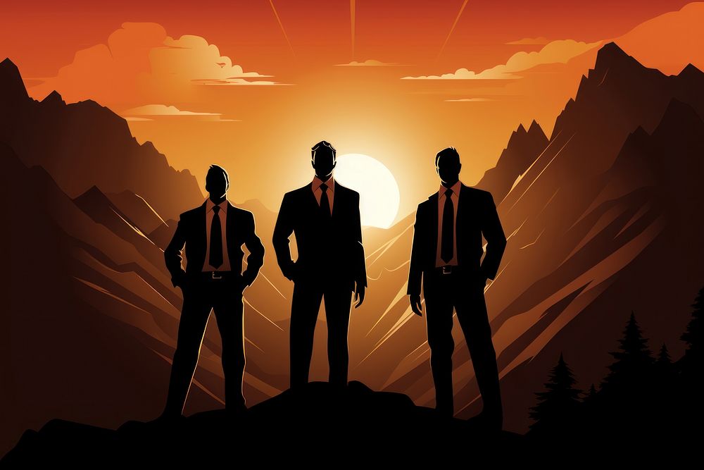 The business team on the mountain silhouette outdoors adult. AI generated Image by rawpixel.