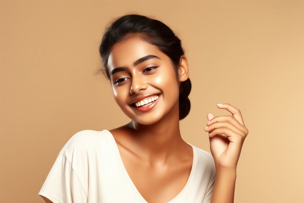South indian woman smiling adult smile. AI generated Image by rawpixel.