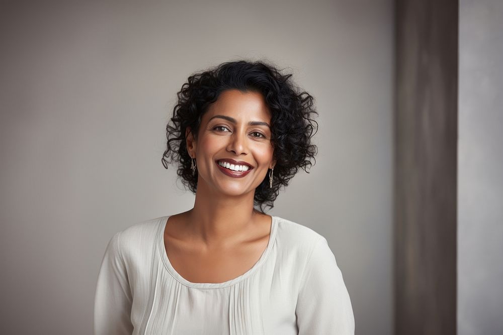 South Indian woman portrait smiling adult. AI generated Image by rawpixel.