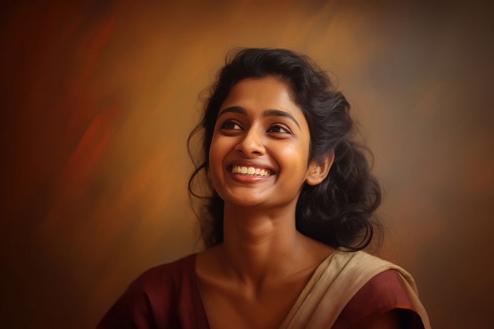 South Indian woman portrait smiling adult. AI generated Image by rawpixel.