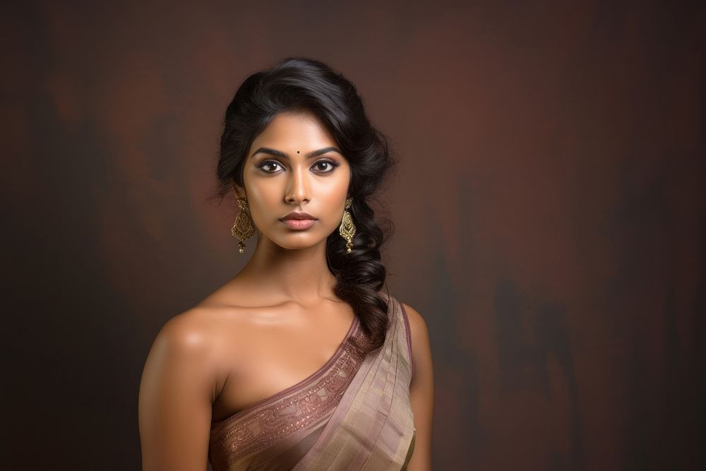South Indian woman portrait photo contemplation. AI generated Image by rawpixel.