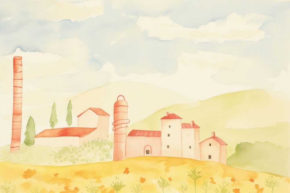 Winery architecture building painting. AI generated Image by rawpixel.