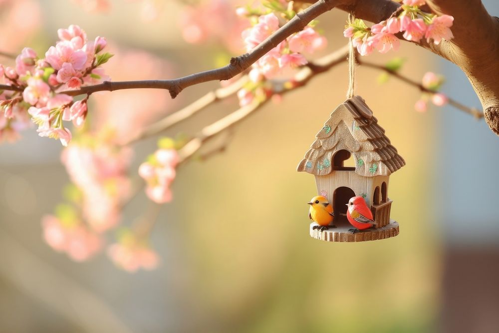 Spring bird outdoors blossom. AI generated Image by rawpixel.
