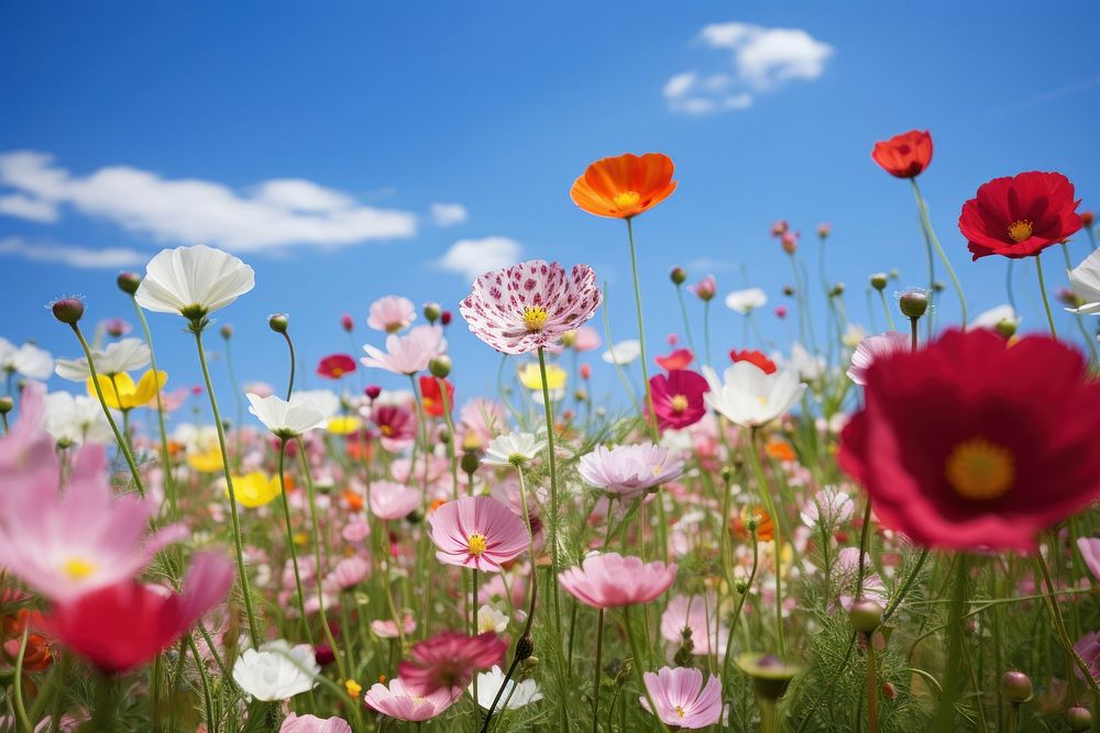 Spring flower landscape grassland. AI generated Image by rawpixel.