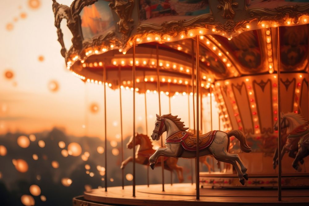 Merry go round carousel mammal animal. AI generated Image by rawpixel.