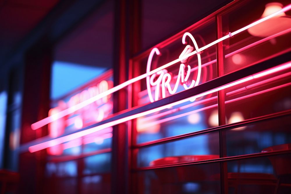 Neon sign lighting architecture illuminated. AI generated Image by rawpixel.
