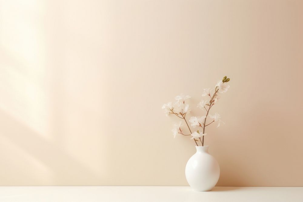 Beige flower plant vase. AI generated Image by rawpixel.