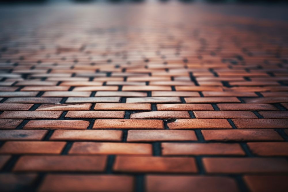 Brown brick pavement eflection cobblestone flooring tile. AI generated Image by rawpixel.