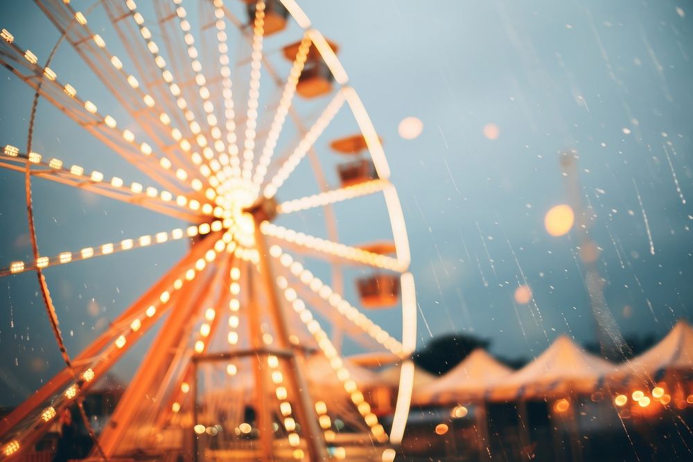 Ferris wheel with enclosed cars for riding in outdoors night fun. AI generated Image by rawpixel.