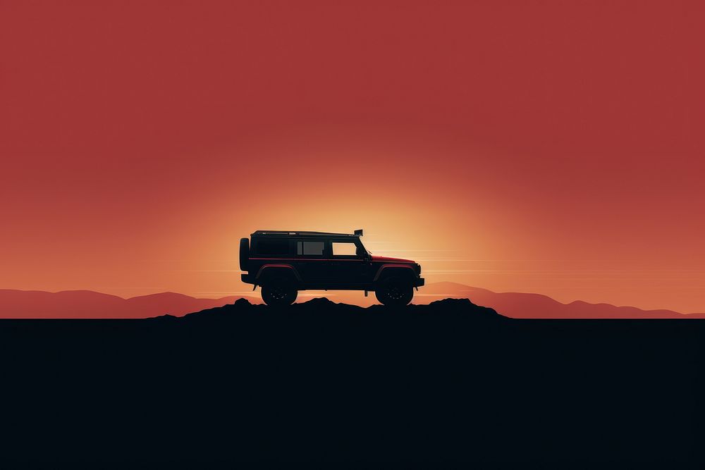 Silhouette of off-road car vehicle transportation backlighting. AI generated Image by rawpixel.
