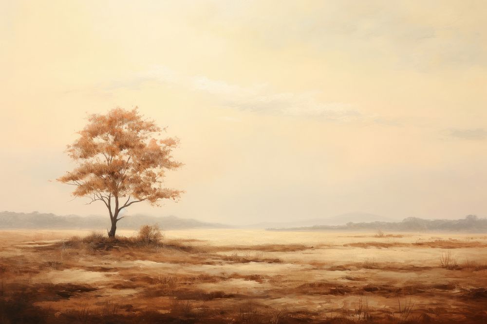 Autumn landscape painting outdoors. AI generated Image by rawpixel.