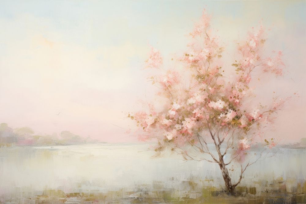 Bokeh painting landscape blossom. AI generated Image by rawpixel.