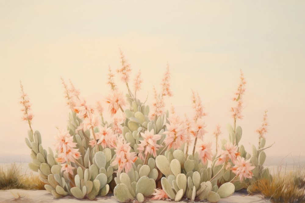 Cactus outdoors painting nature. AI generated Image by rawpixel.