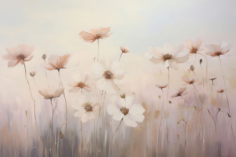 Flowers painting outdoors nature. AI generated Image by rawpixel.