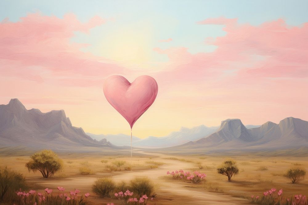 Heart landscape outdoors balloon. AI generated Image by rawpixel.