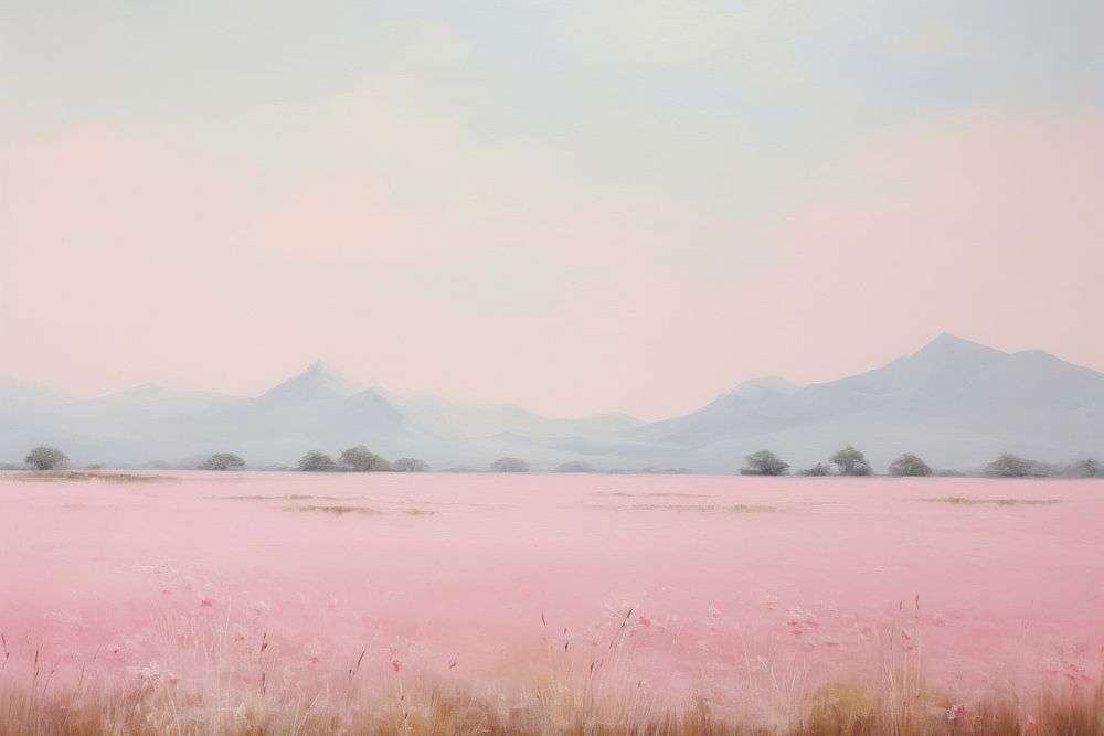 Pink landscape tranquility grassland. 