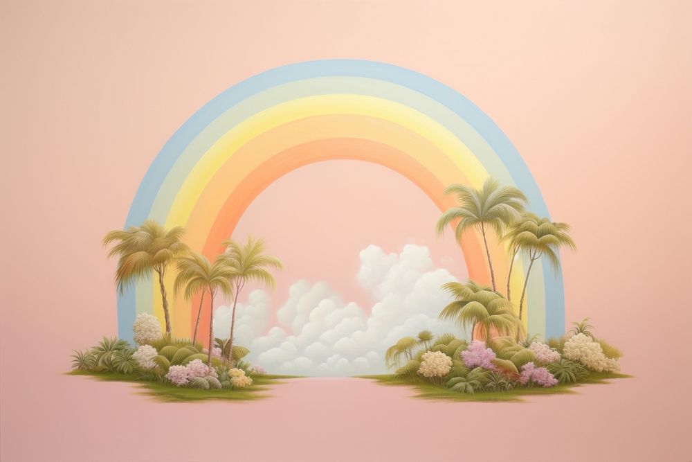 Rainbow painting nature land. AI generated Image by rawpixel.