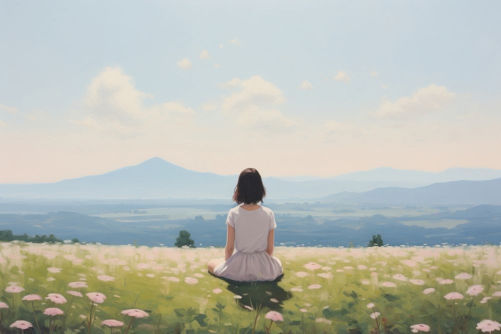 Summer landscape outdoors sitting. AI generated Image by rawpixel.