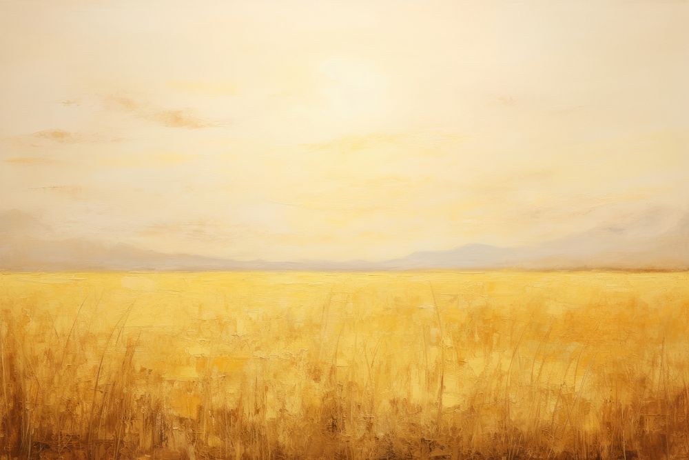 Yellow landscape painting grassland. AI generated Image by rawpixel.