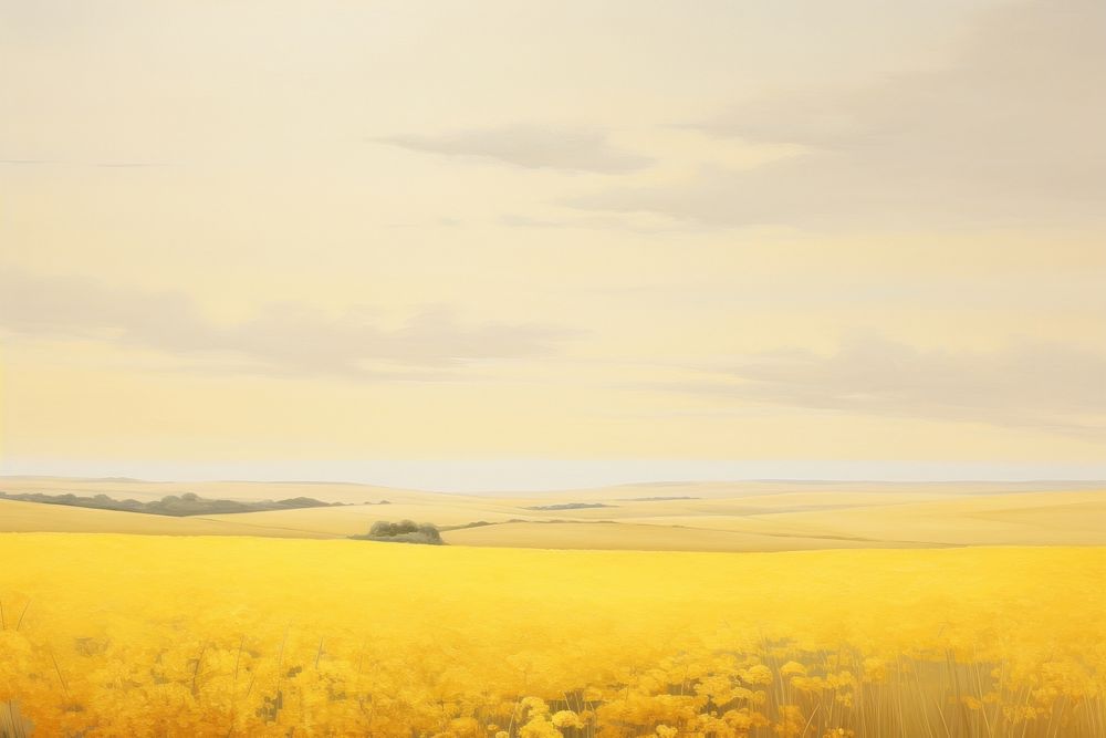 Yellow landscape outdoors painting. AI generated Image by rawpixel.