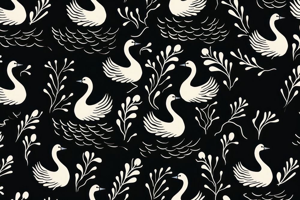 Brush paint swan black pattern backgrounds bird monochrome. AI generated Image by rawpixel.