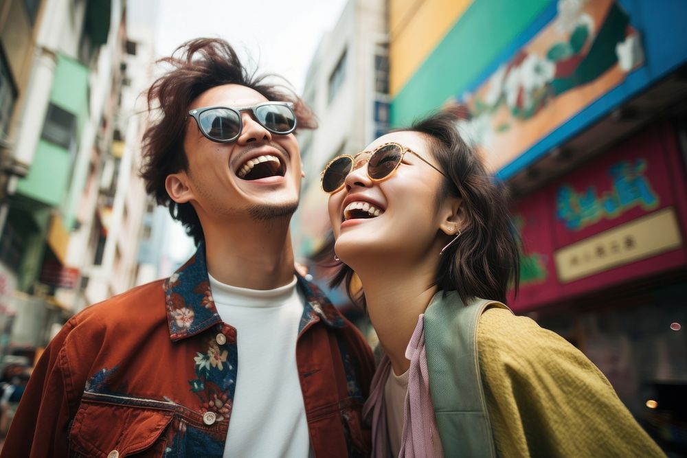 Hong konger couple laughing adult love. AI generated Image by rawpixel.