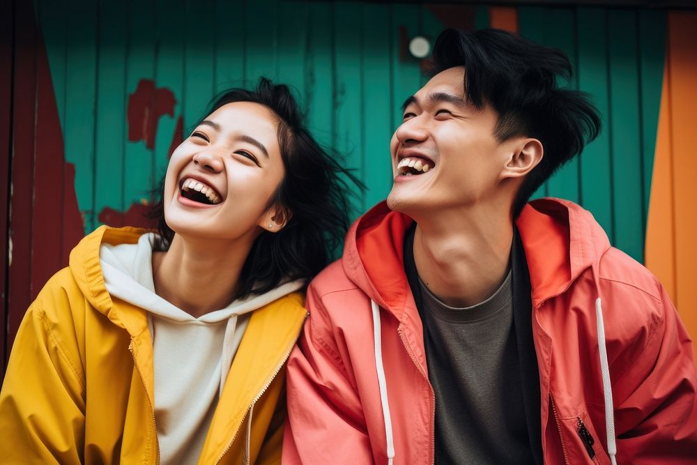 Hong konger couple laughing smile adult. AI generated Image by rawpixel.