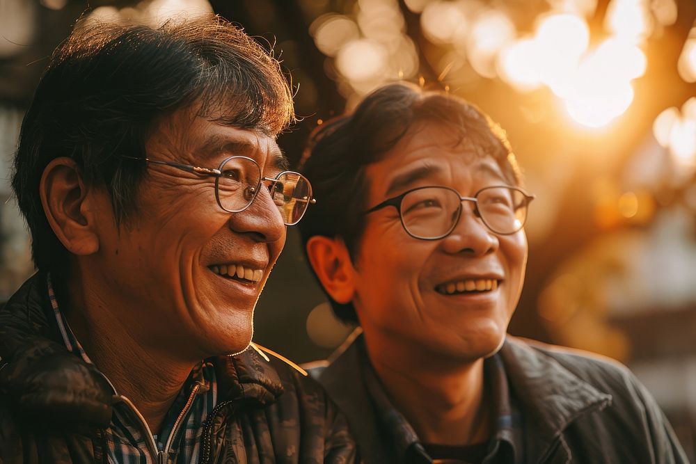 Senior taiwanese man adult laughing portrait. AI generated Image by rawpixel.