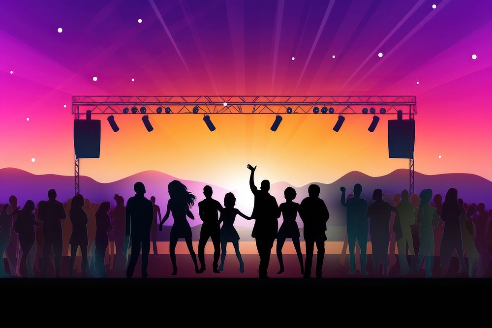 Summer lively background lively outdoor music festival concert stage entertainment. AI generated Image by rawpixel.