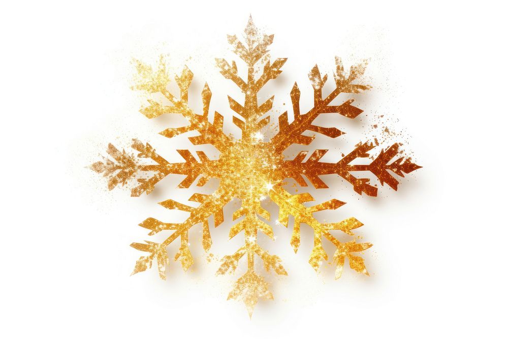 Paper glod Glitter Snowflake snowflake white white background. AI generated Image by rawpixel.