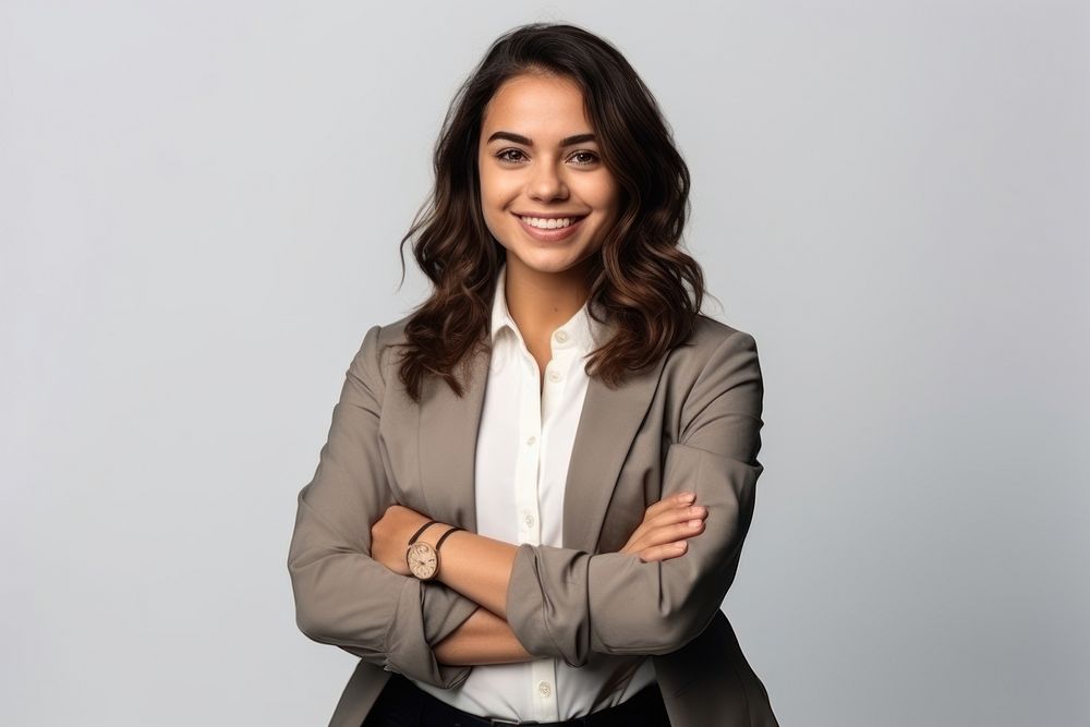 Young beautiful latin girl smiling blazer person. AI generated Image by rawpixel.