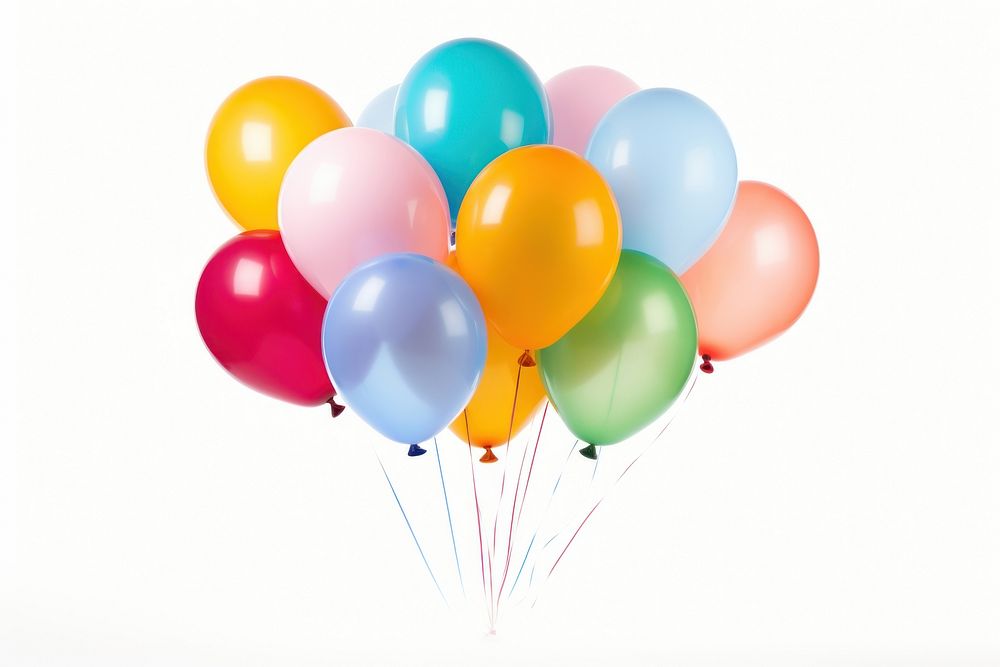 Balloons helium white background anniversary. AI generated Image by rawpixel.