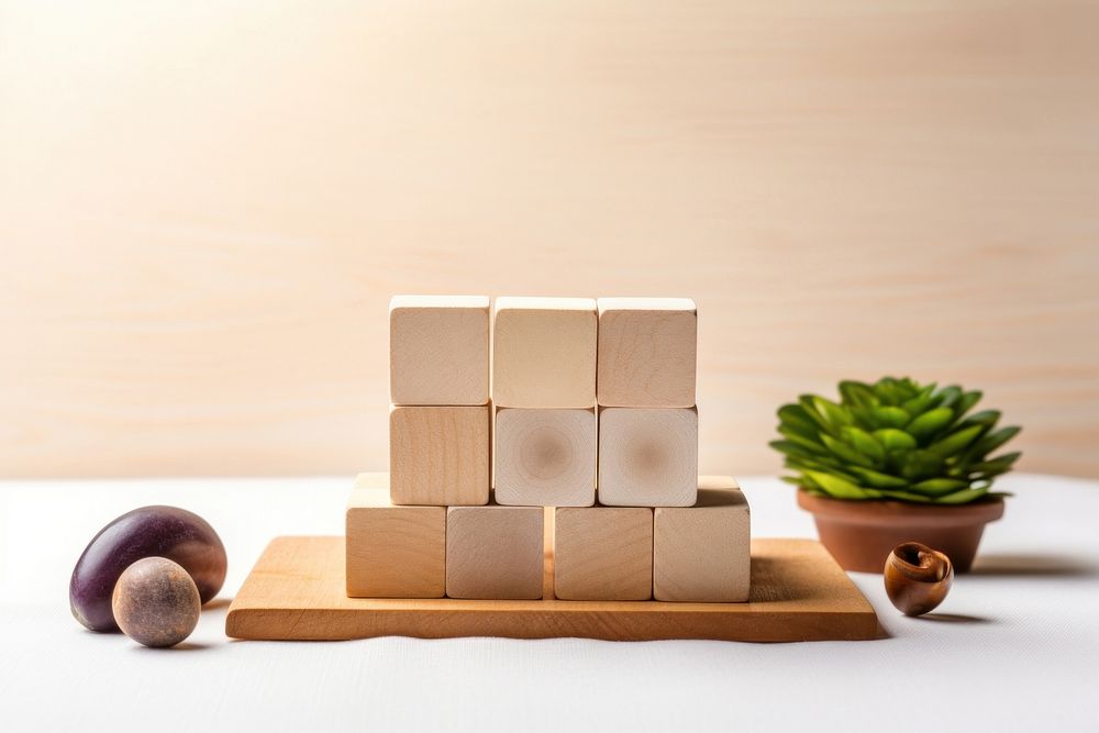 Wellness sign with wooden cubes food container produce. AI generated Image by rawpixel.