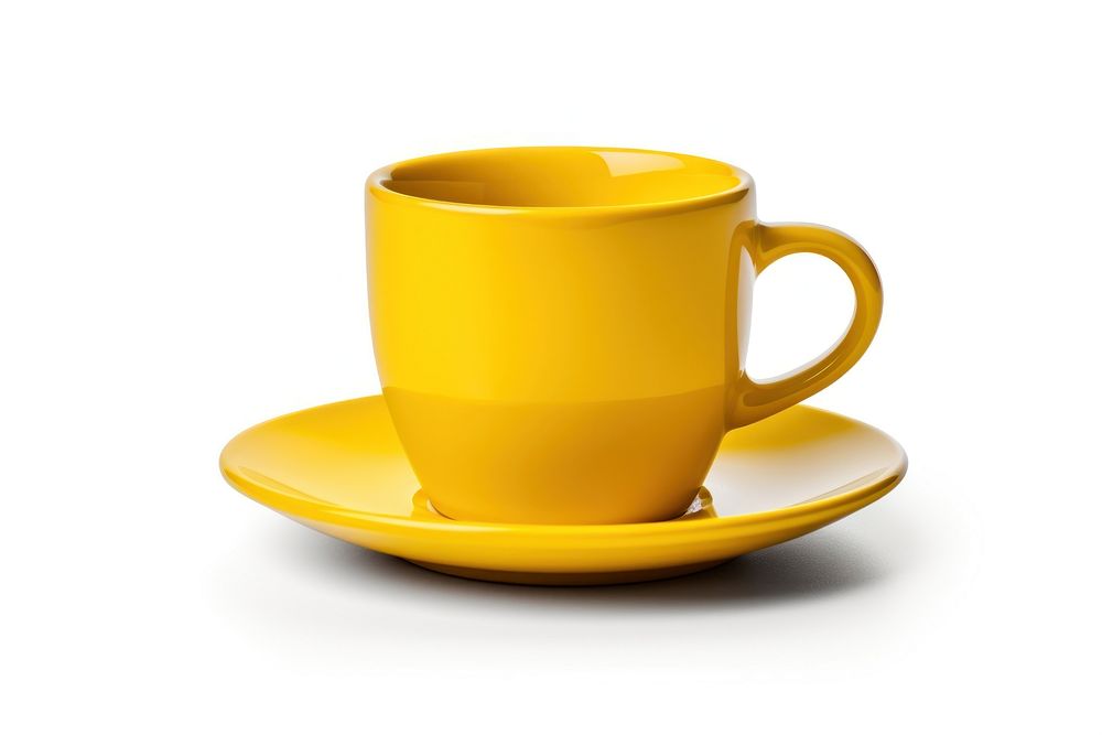 Yellow cup of black coffee saucer drink mug. AI generated Image by rawpixel.