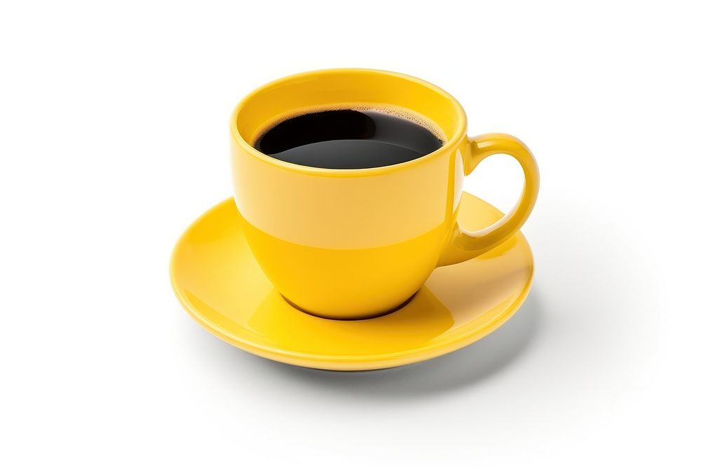 Yellow cup of black coffee saucer drink mug. AI generated Image by rawpixel.