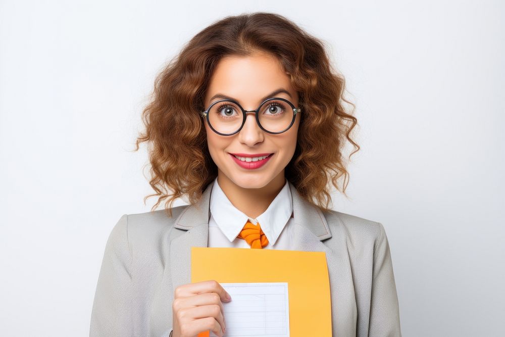 Young businesswoman planning success holding adhesive note photography portrait glasses. AI generated Image by rawpixel.