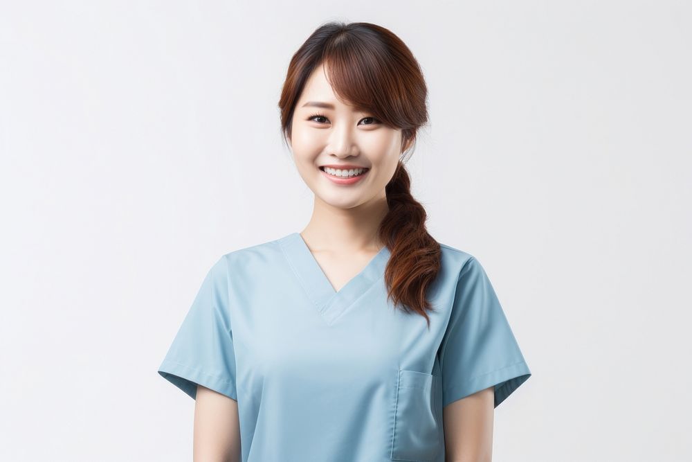 Asian nurse adult stethoscope hairstyle. AI generated Image by rawpixel.