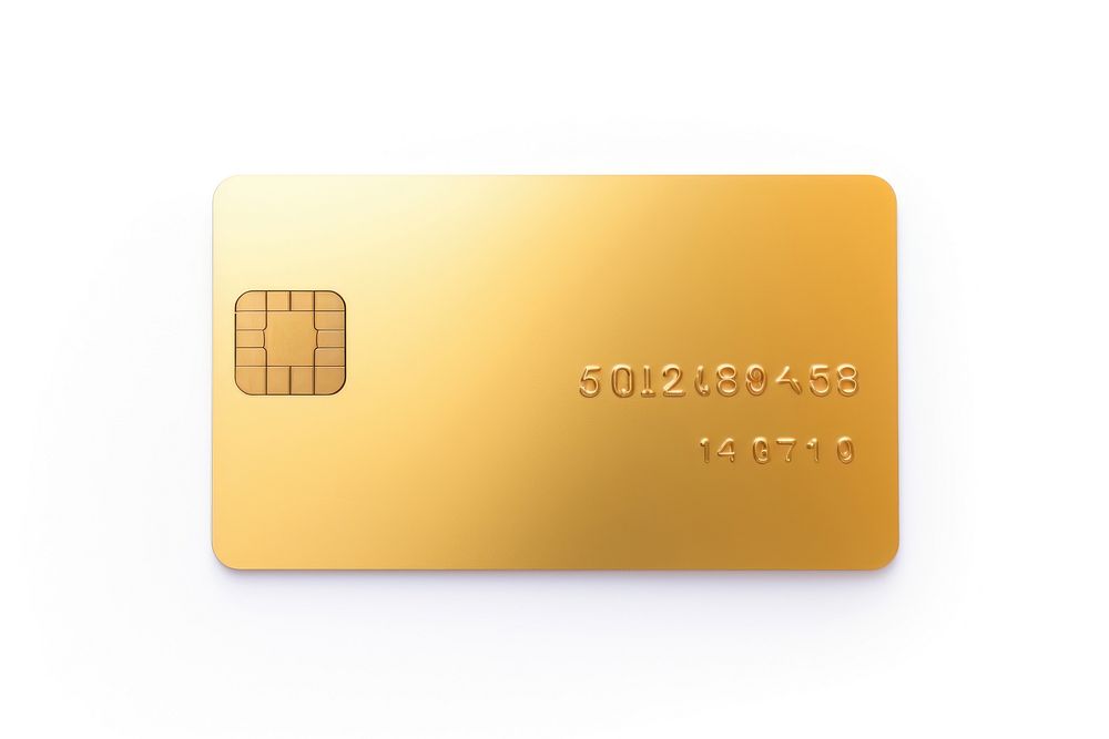 Golden credit card gold text white background. AI generated Image by rawpixel.