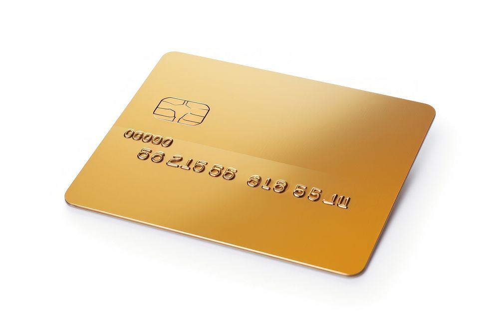 Golden credit card gold text white background. AI generated Image by rawpixel.