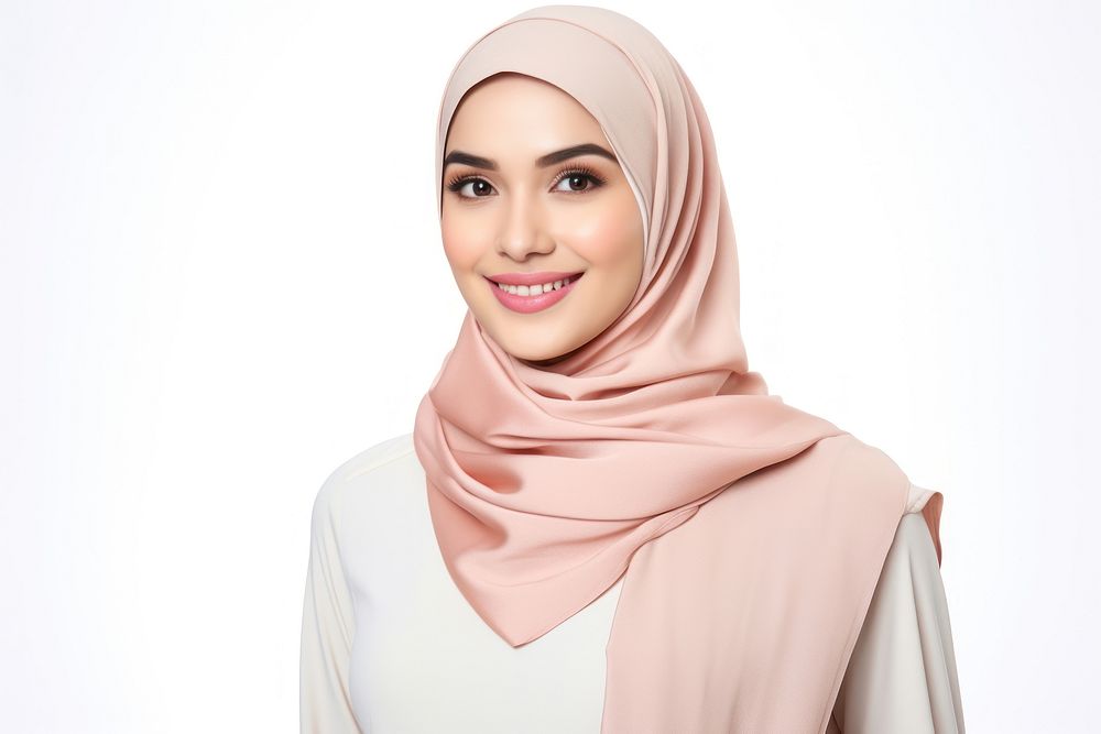 Muslim woman scarf headscarf smiling. AI generated Image by rawpixel.
